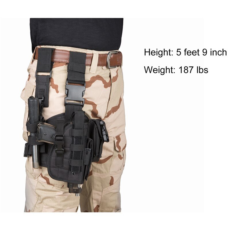 2-Ways Carrying Type Tactical Drop Leg Holster for left-handed - Black