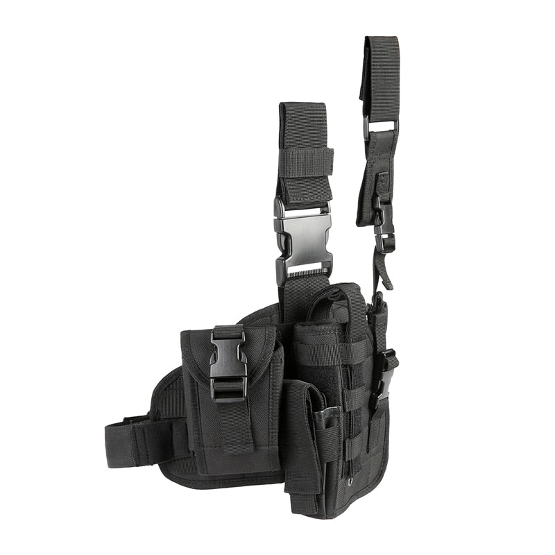 Adjustable Tactical Drop Leg Holster with Magazine Pouch - Right / Left  Handed